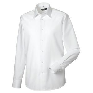 Russell Collection Mens Oxford Tailored Long-Sleeved Formal Shirt / White